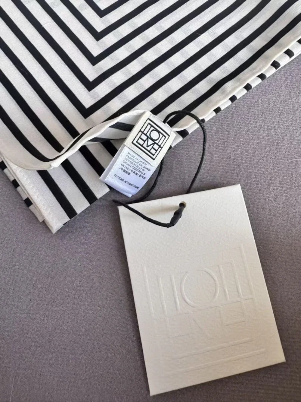Toteme Monogram Stripe Silk Square Scarf Black White